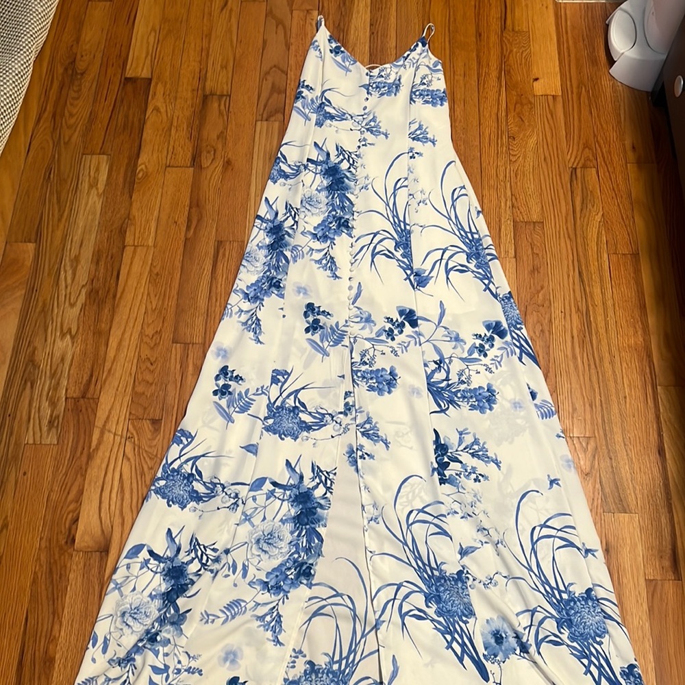 Blue Floral Slip Maxi Dress - Women